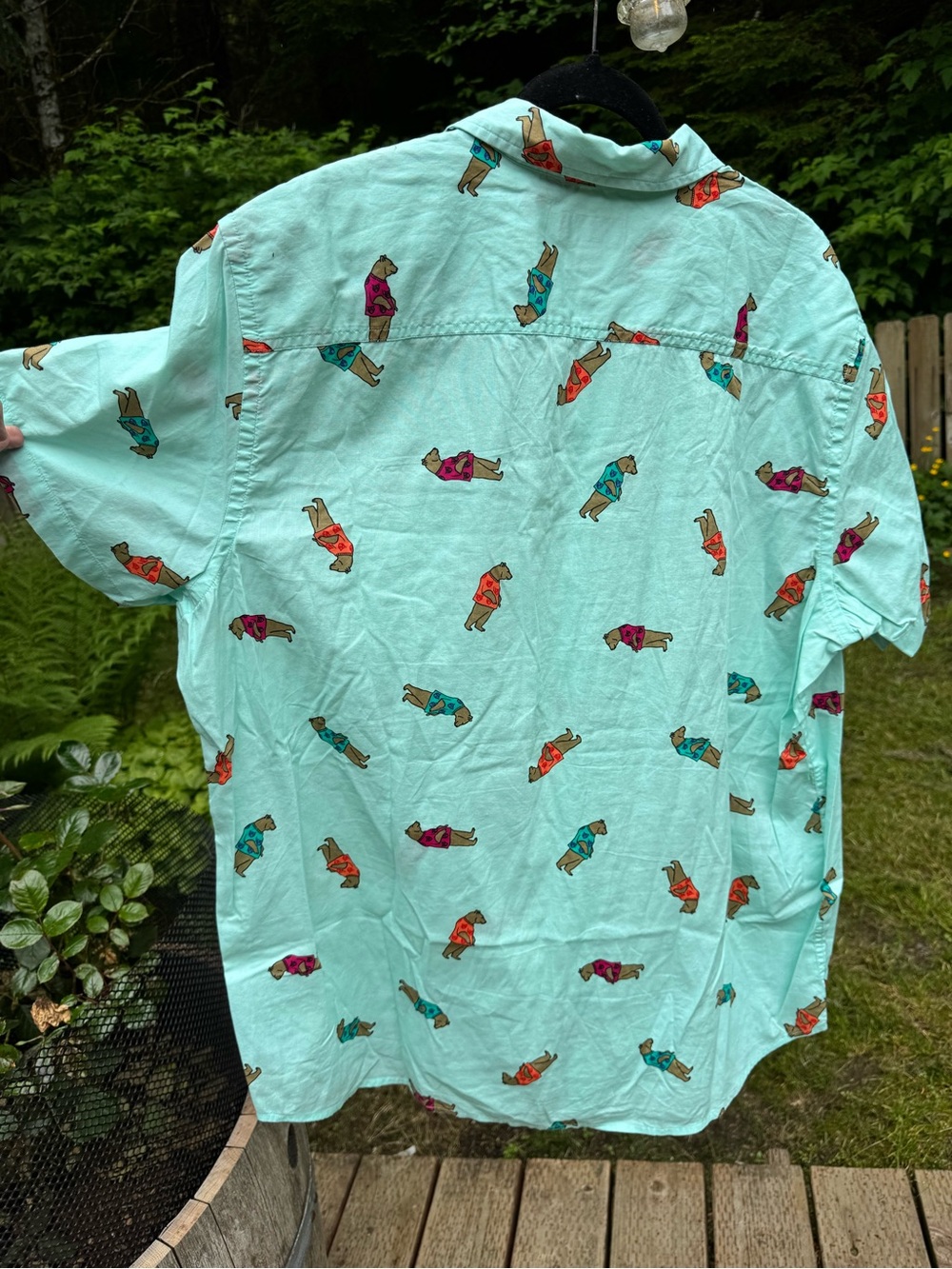 urban pipeline Mint Short-Sleeve Button-Down Shirt with Multicolor Dog Print - Picture 6 of 6